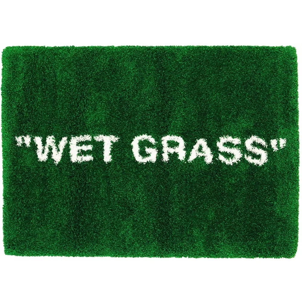 Off-White Green and White Doormat